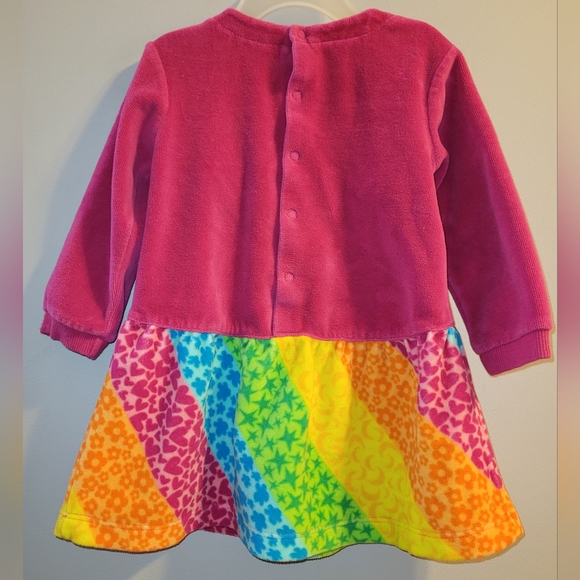 🌈 Agatha Ruiz de la Prada Pink Velour Rainbow Tunic Dress Toddler Girl 18 Month - Picture 2 of 5